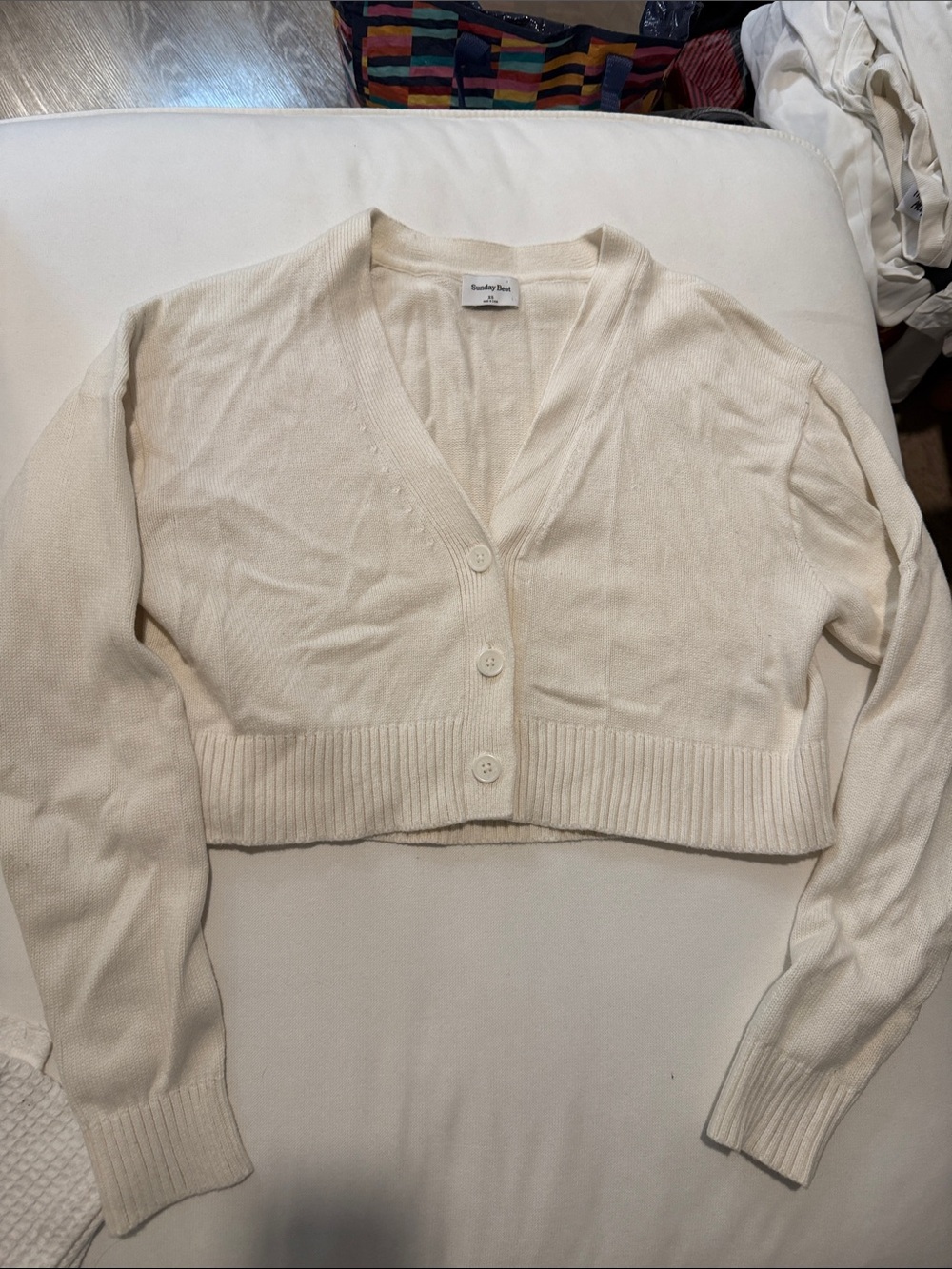 SundayBest Cropped Cardigan in Cream Size XS Like New